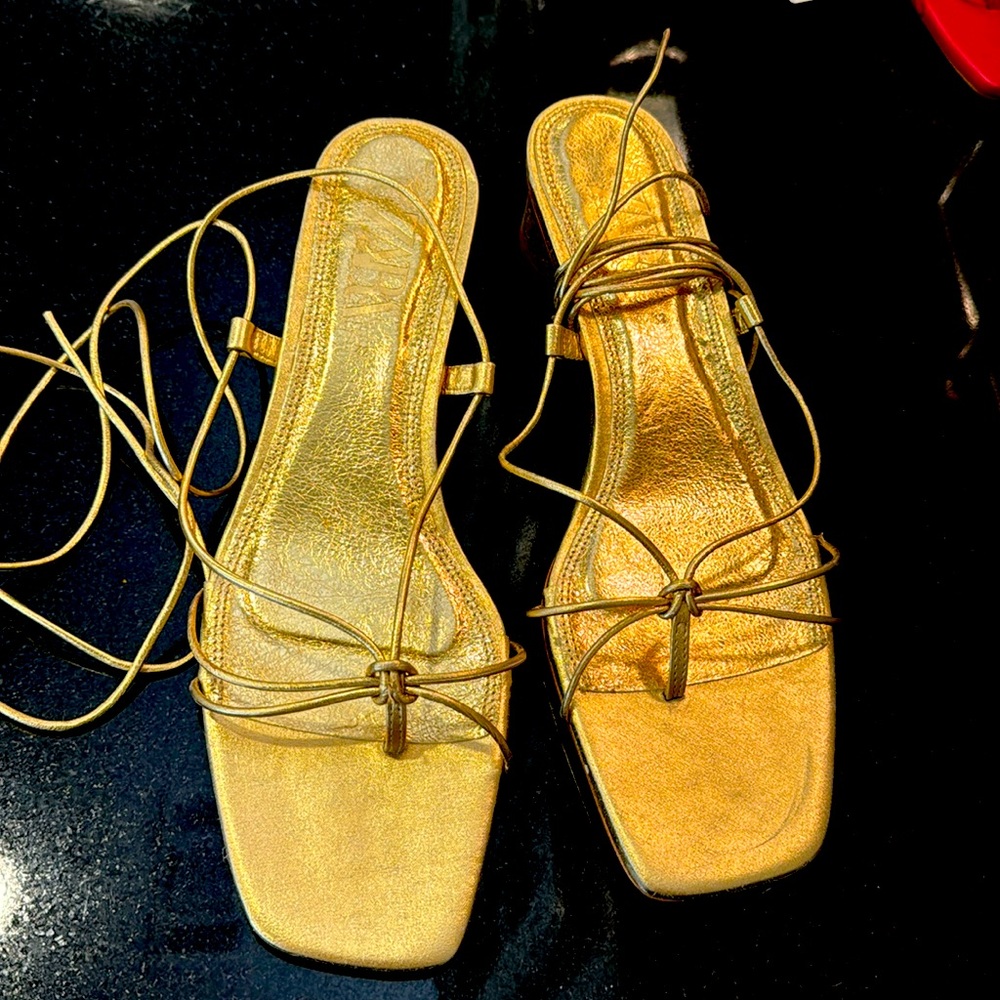 Brand new gold Zara sandals